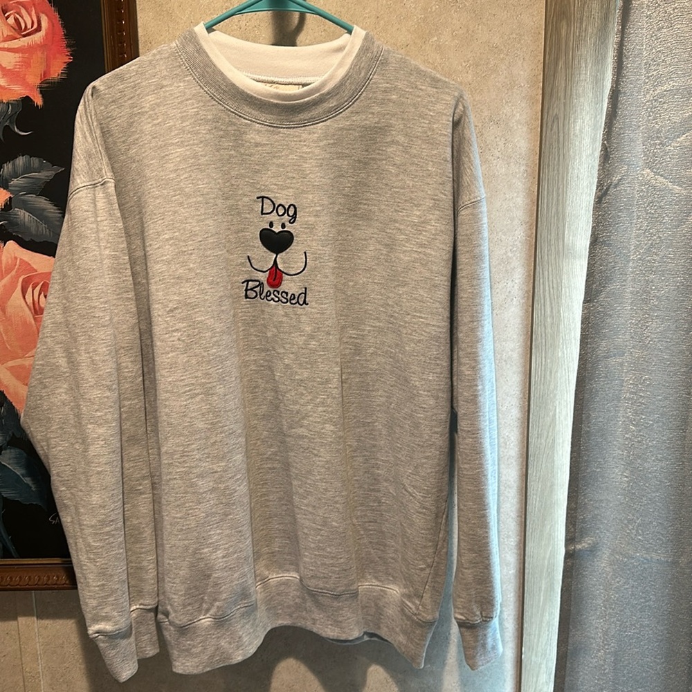 Vintage M&C Sportswear Women’s Crewneck Dog Blessed Embroidered Sweatshirt